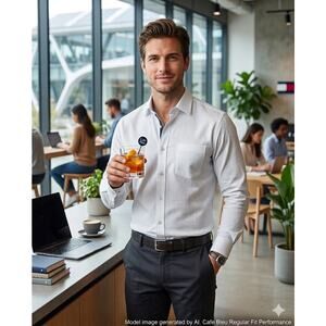 Cafe Bleu Mens 2XL White Textured Long Sleeve Button Down Shirt